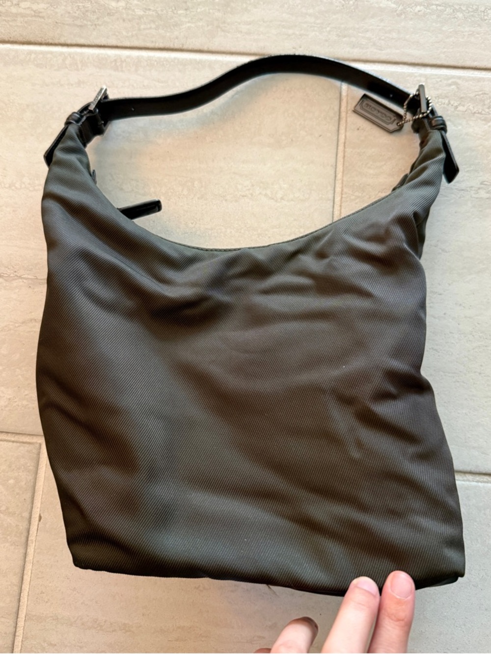 👜 COACH Mercer Nylon & Leather Hobo Purse Brown Designer Utility Quiet Luxury
